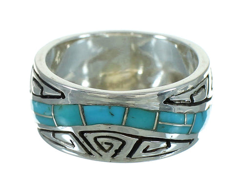 Southwest Sterling Silver Water Wave Turquoise Ring Size 6-1/4 RX68961